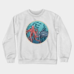 Round Sea Life Stamp Crewneck Sweatshirt